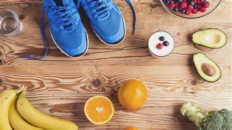 Image of sneakers and healthy foods