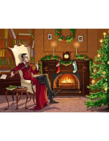 Sherlock Holmes relaxing during the holidays.