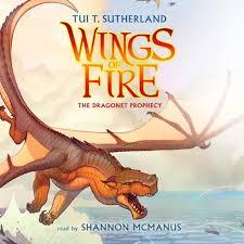 Cover page of the Book Wings of Fire with Dragon flying under title