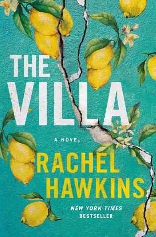 Cover of "The Villa" by Rachel Hawkins, the cover is blue with lemons.