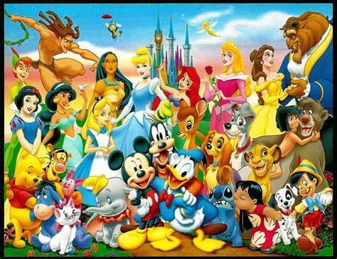 Various Disney Characters in a large group