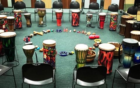 image of drums and percussion images in a circle
