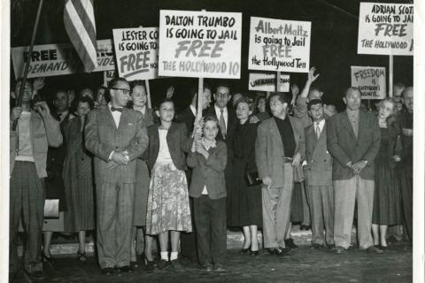 Picture of people picketing the Hollywood Blacklist