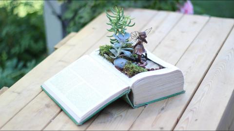 Book fairy gardens