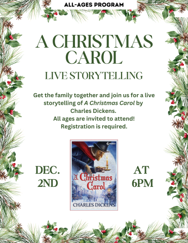 a christmas carol: live storytelling flyer