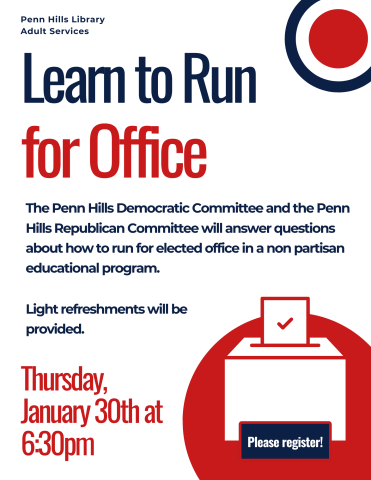 learn to run for office flyer with voting box