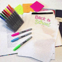 GIF of school supplies with text saying "back to school"