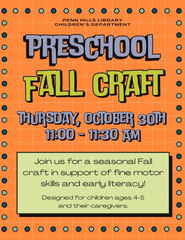 Preschool Fall Craft flyer
