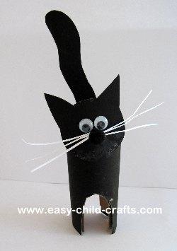 Black cat made out of cardboard