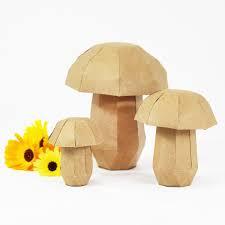 3D mushrooms made out of cardboard