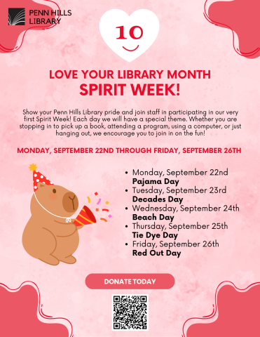 Love Your Library: Spirit Week! flyer