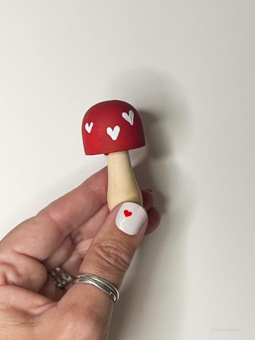 Small painted wooden mushroom