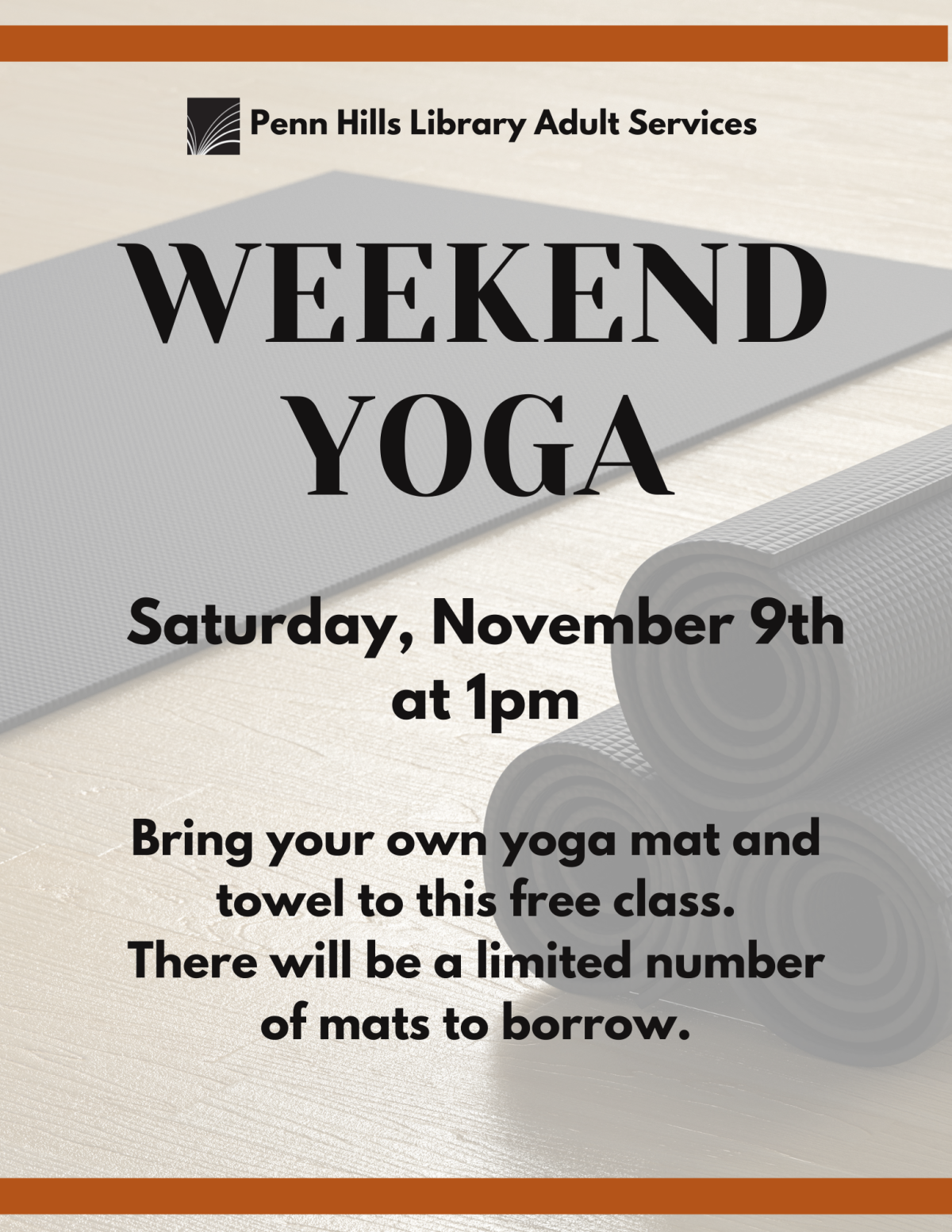 Weekend yoga flyer with yoga mat