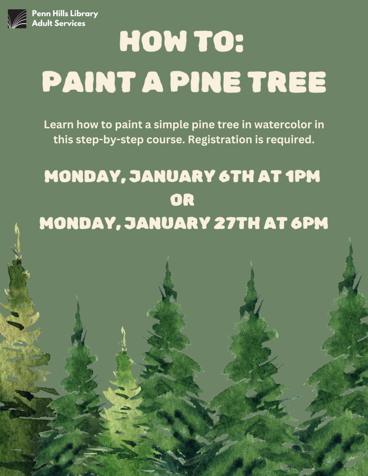 how to paint a pine tree flyer