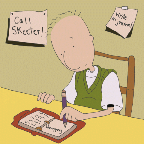 Doug Funnie writing in journal gif