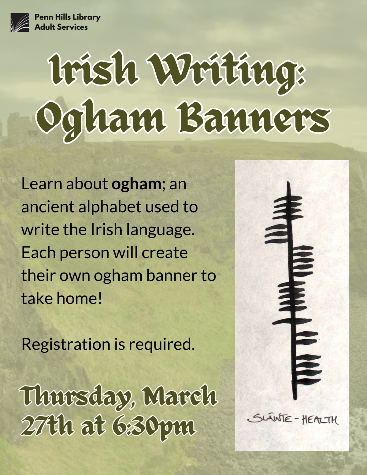 Irish Writing: Ogham Banners flyer