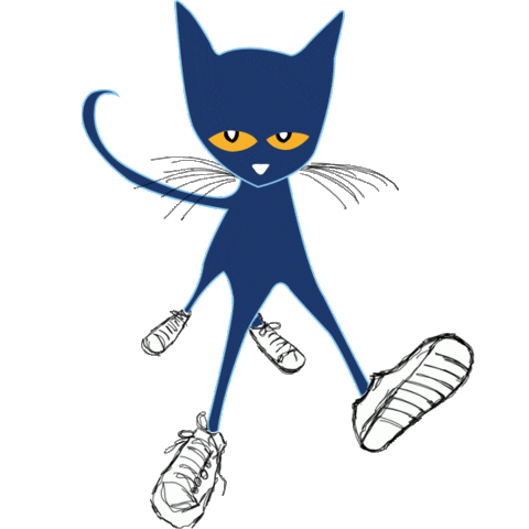 Pete the Cat walking in his white shoes