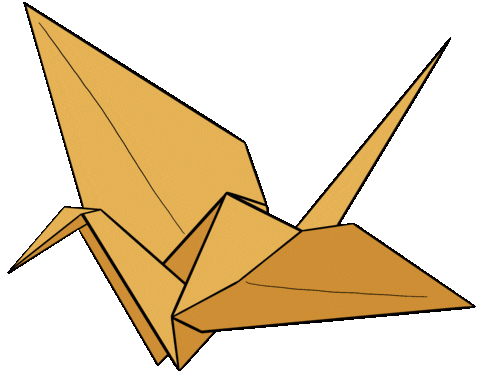 Origami crane flapping its wings