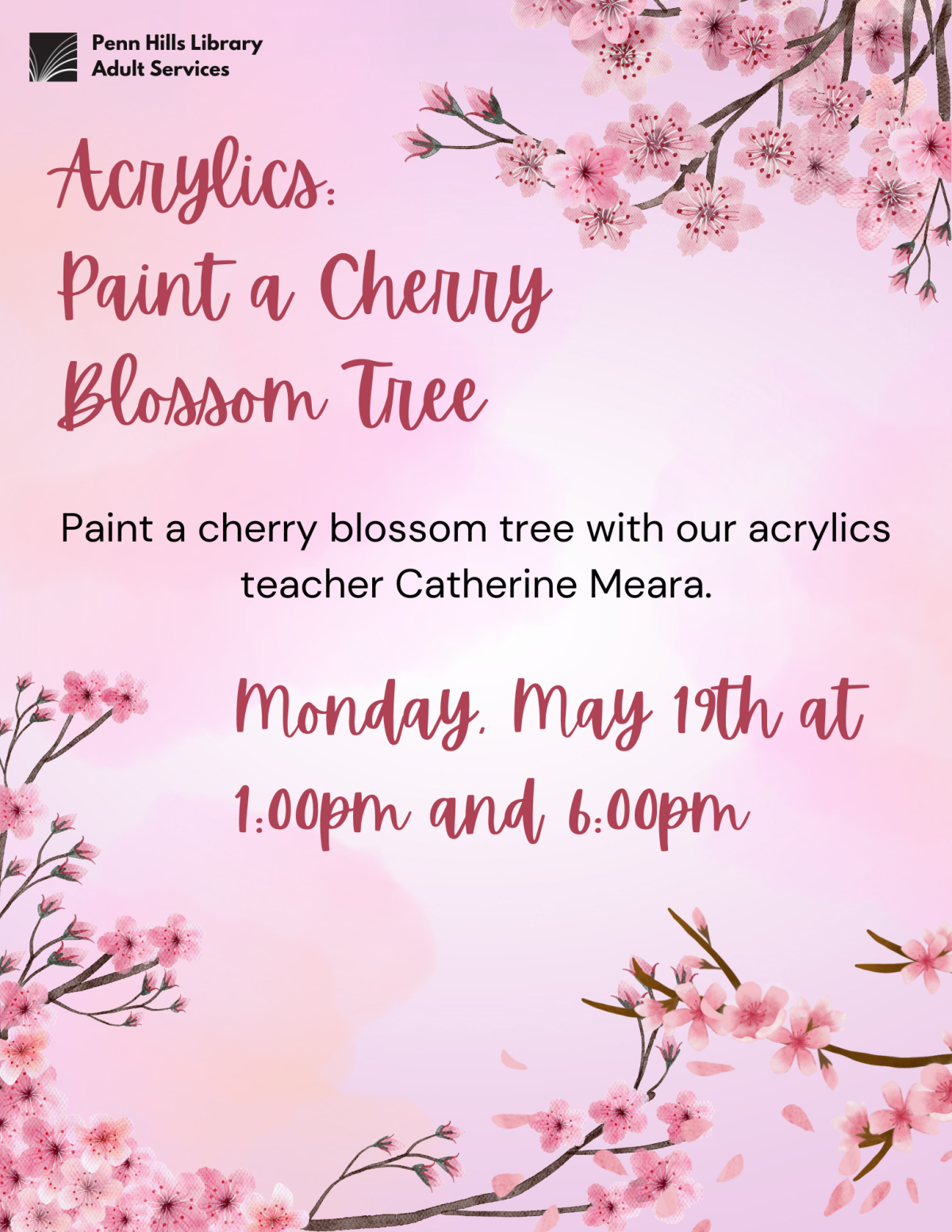 Acrylics:  Paint a Cherry Blossom Tree flyer