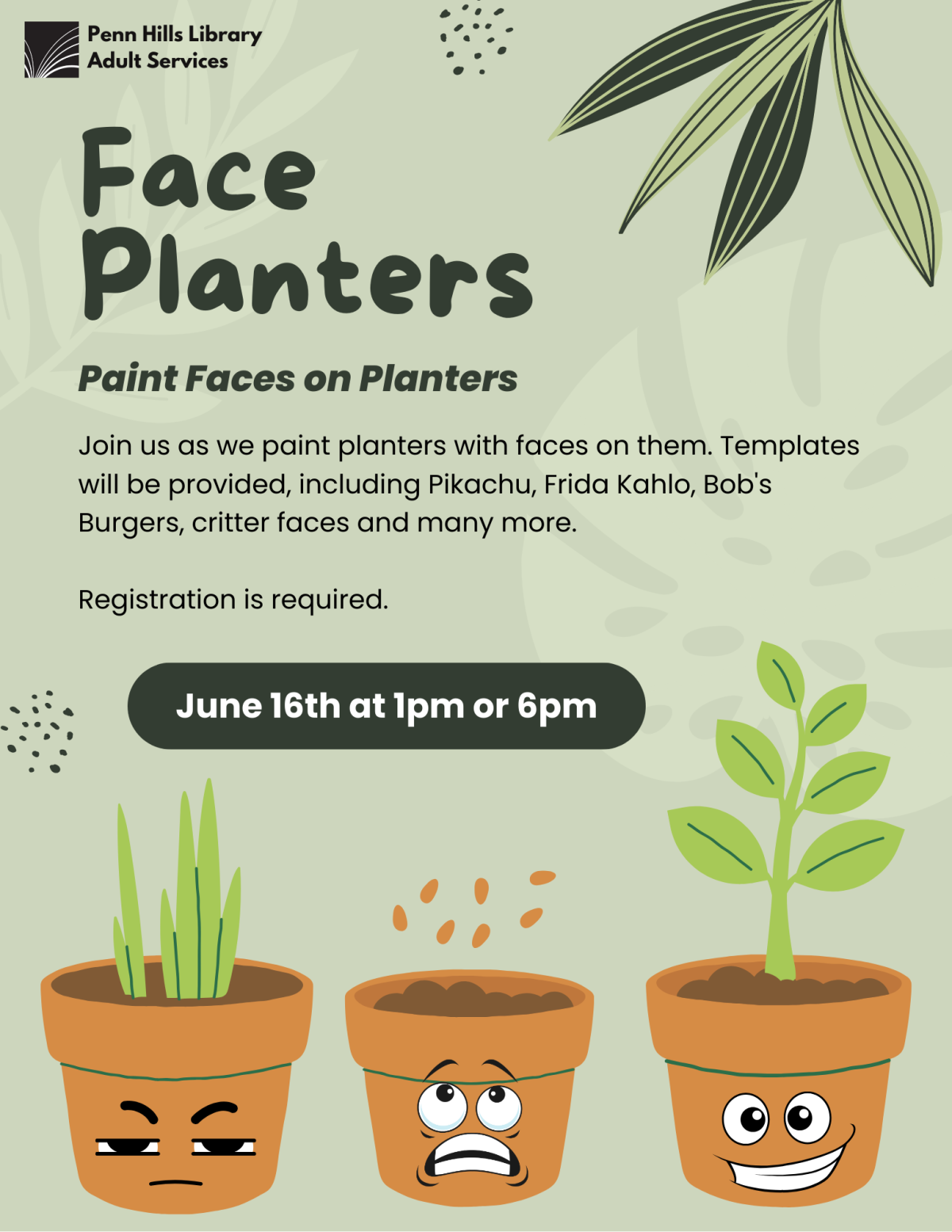 Face Planters: Paint Faces on Planters flyer