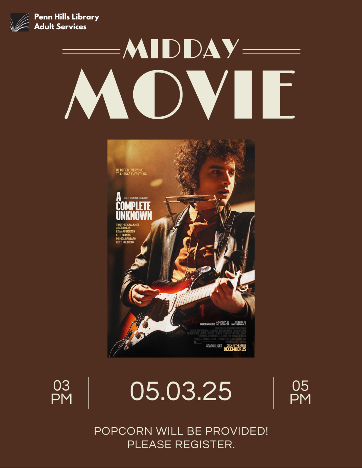 Midday Movie flyer for A Complete Unknown