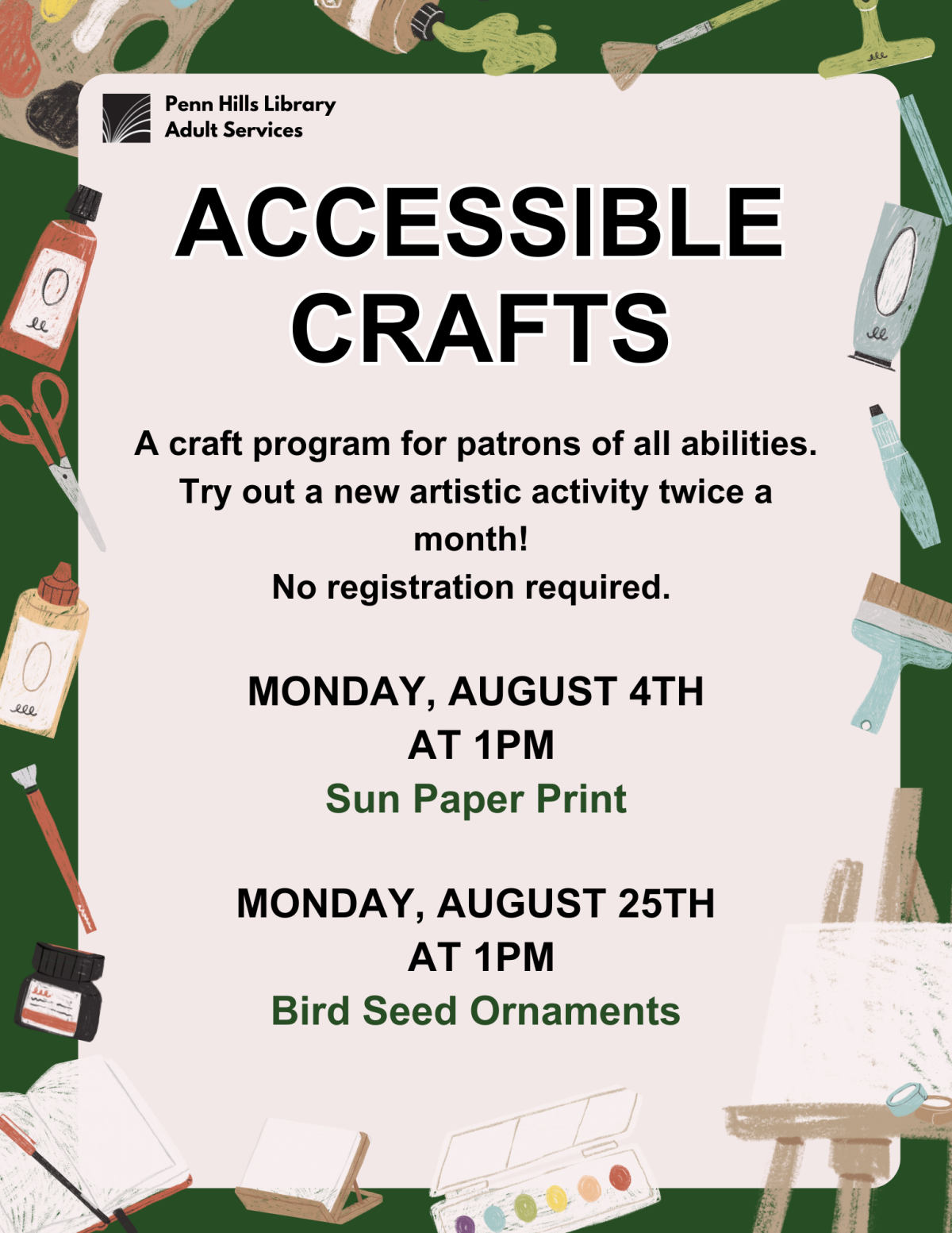 accessible crafts august flyer