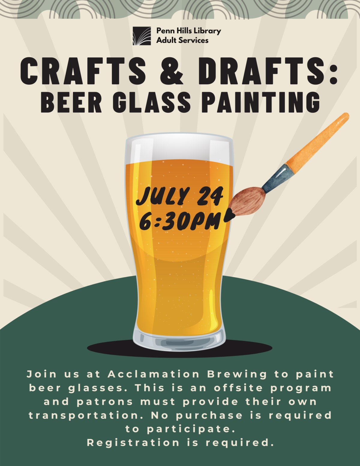 Crafts & Drafts: Beer Glass Painting flyer