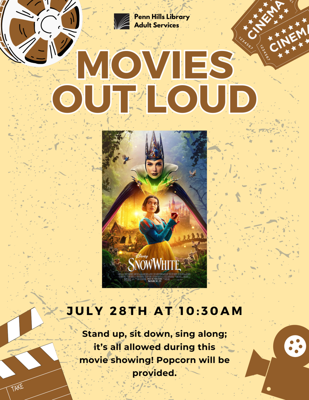Movies Out Loud flyer Snow White