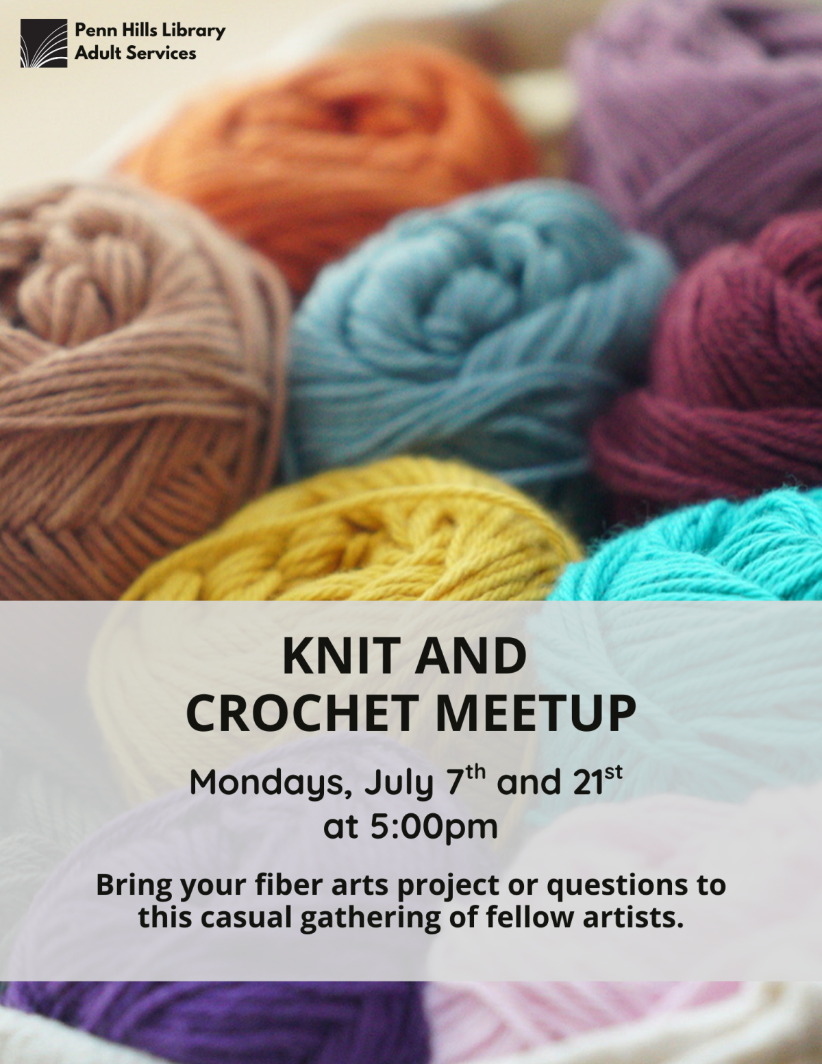Knit and Crochet Meetup flyer