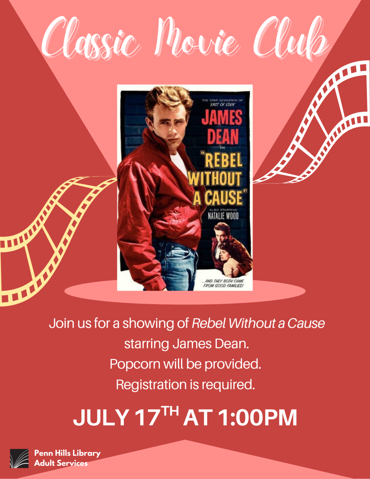 Classic Movie Club: Rebel without a Cause flyer
