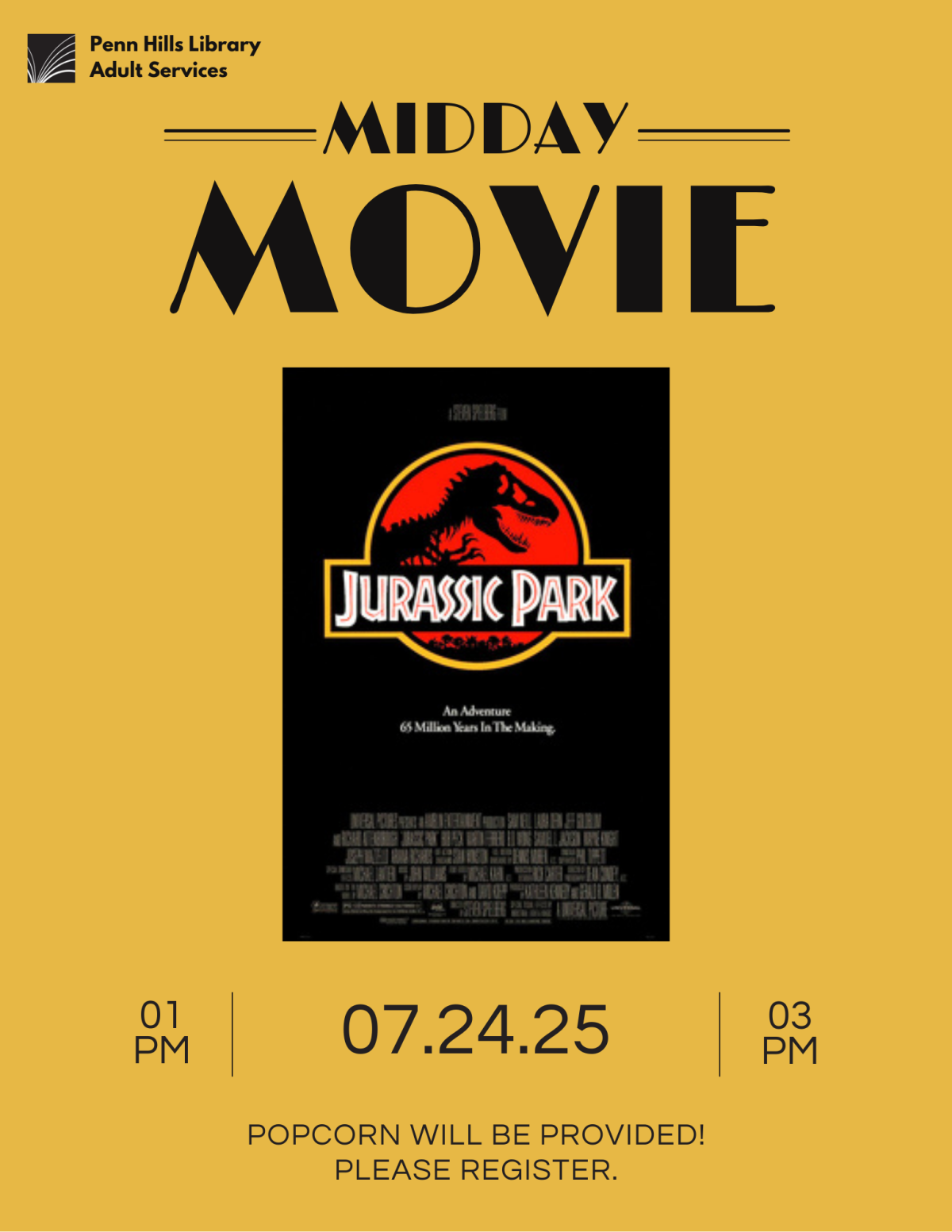 Midday Movie Flyer for Jurassic Park