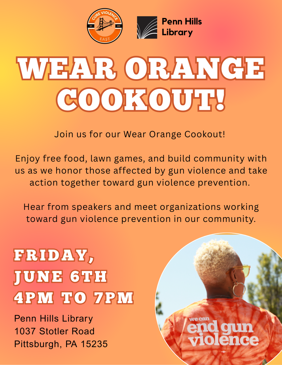 Wear Orange Cookout flyer
