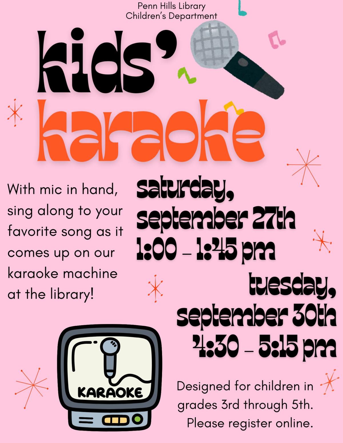 Kids' Karaoke flyer