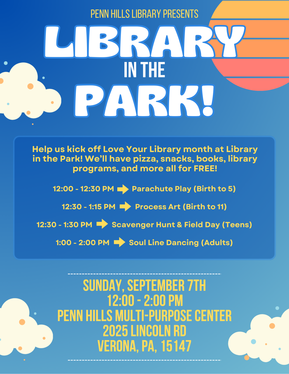 Library in the Park flyer