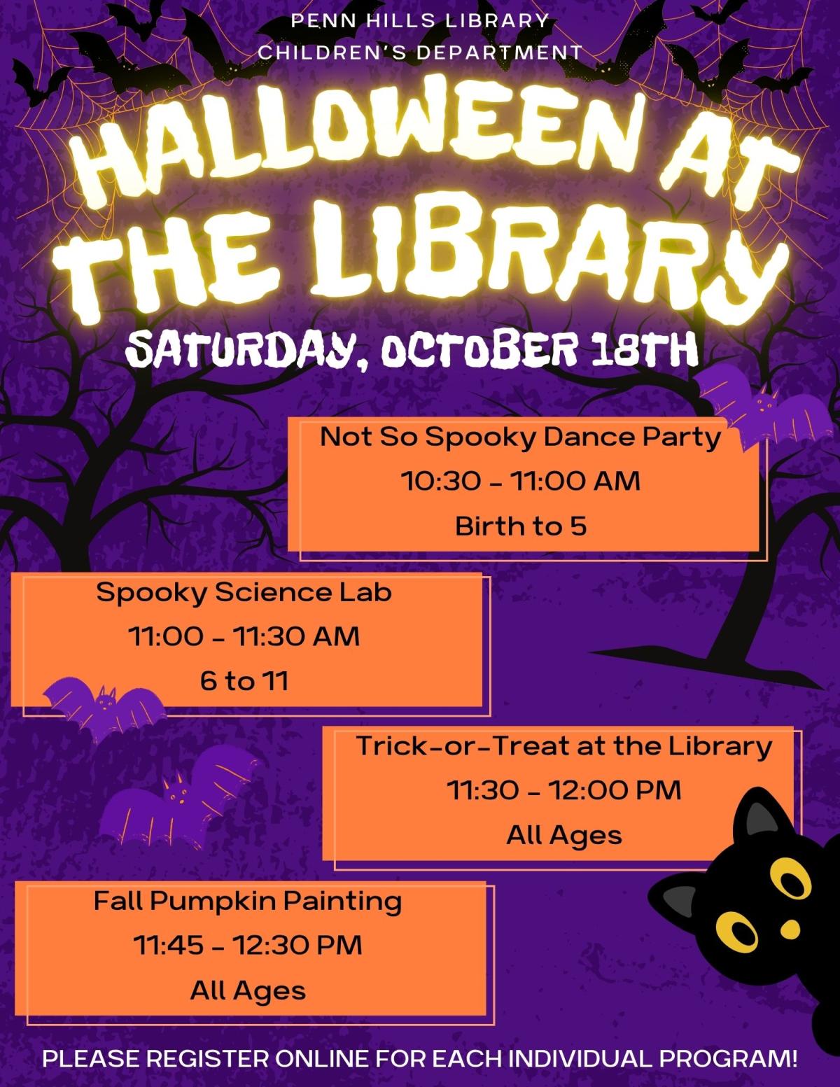 Halloween at the Library flyer