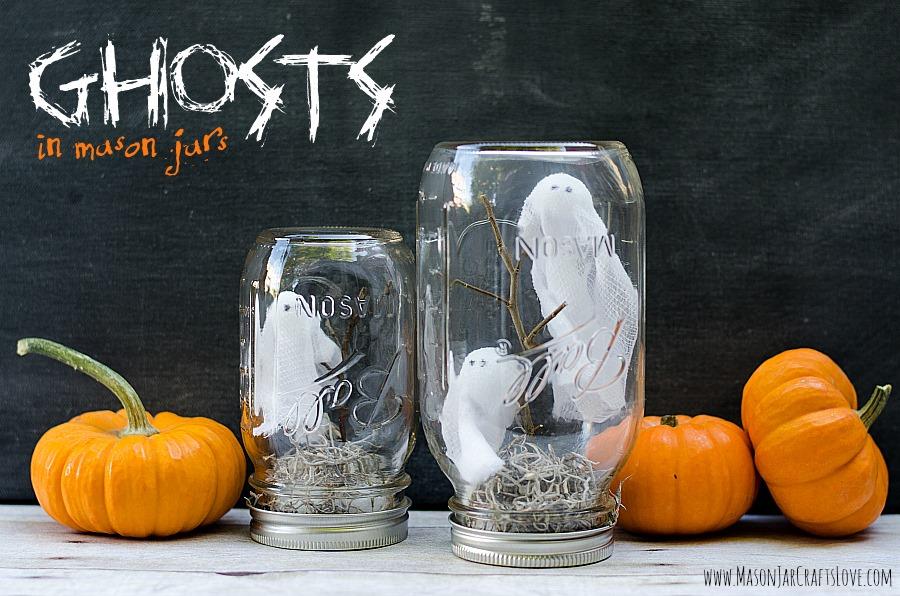 Craft ghosts inside mason jars