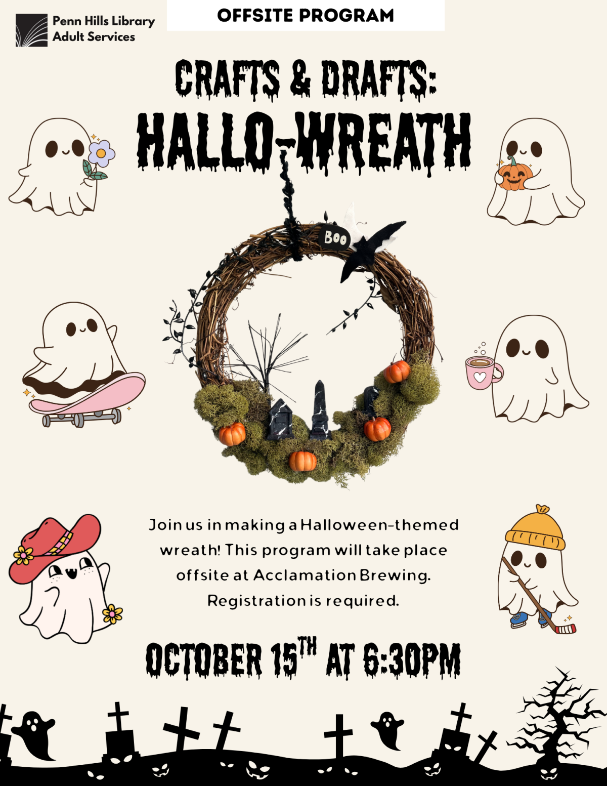 Crafts and Drafts: Hallo-Wreath flyer