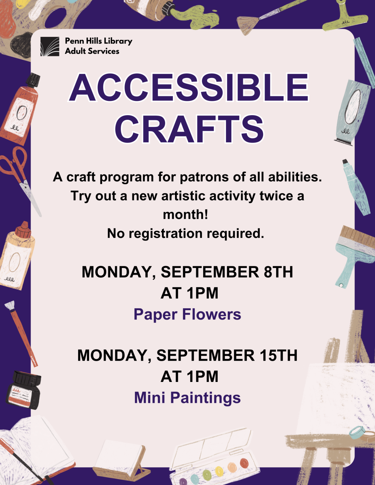 accessible crafts september flyer