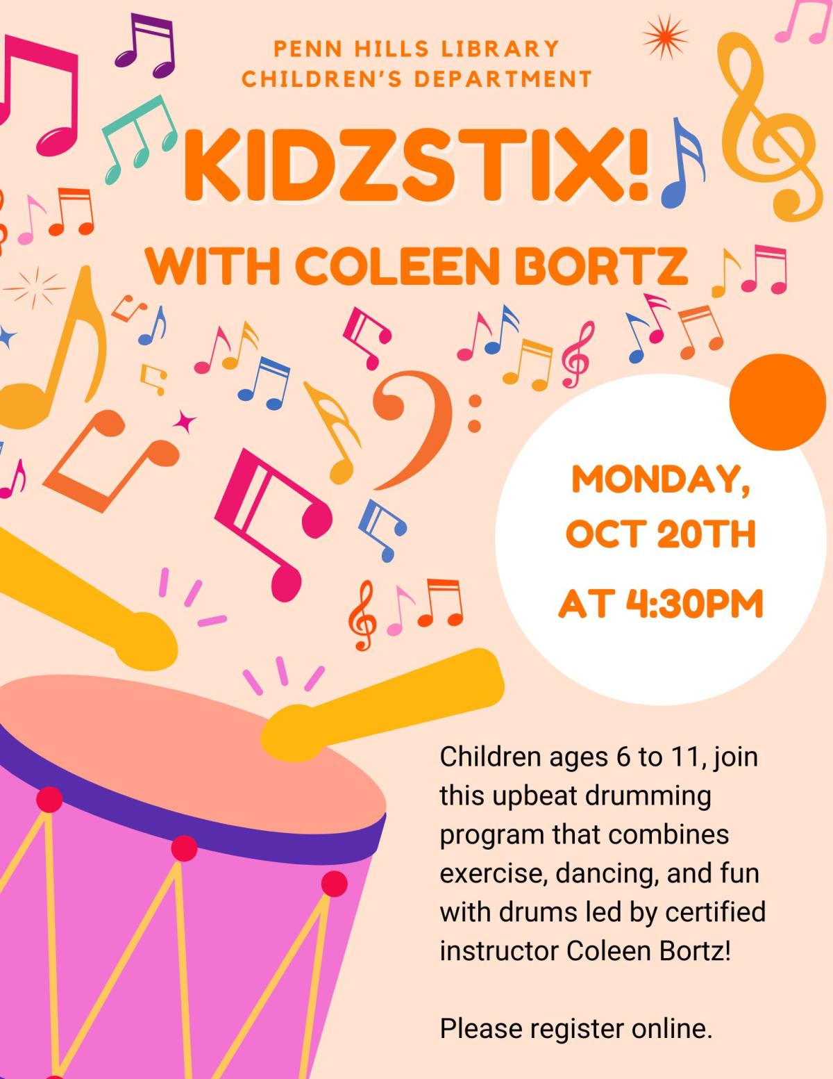 KidzStix Cardio Drumming flyer