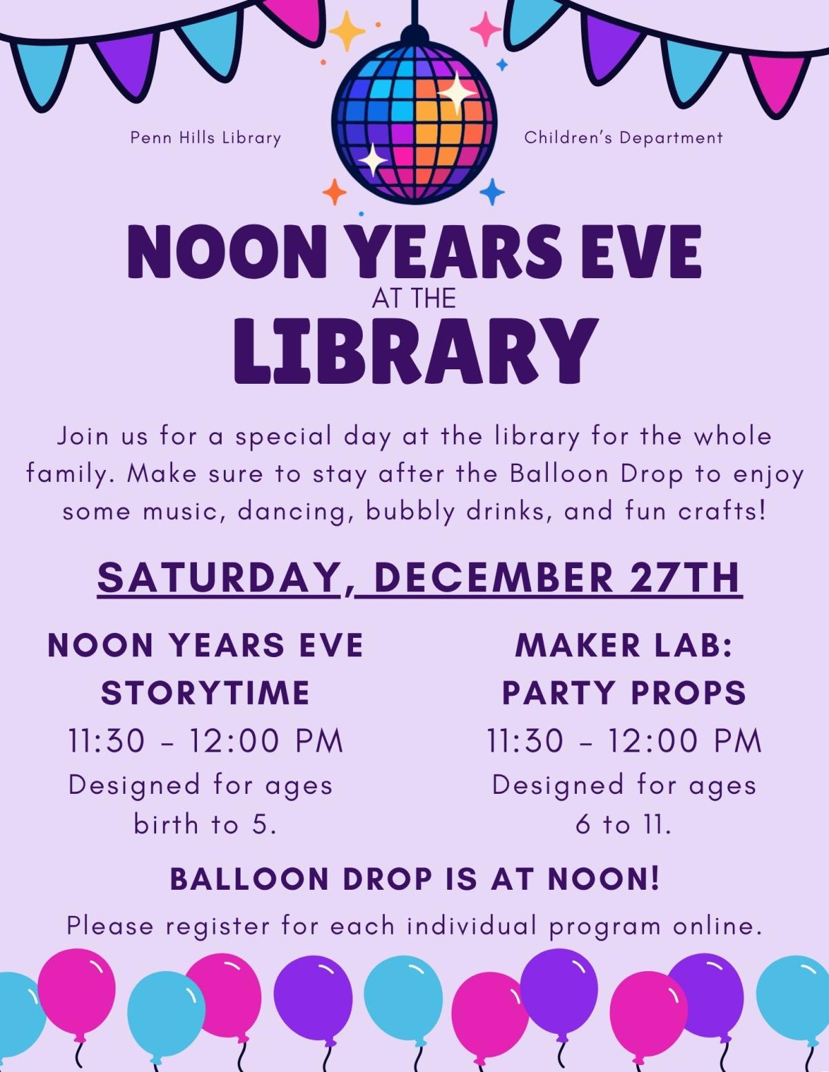 A colorful flyer describing Maker Lab, a children's program at the Penn Hills Library.