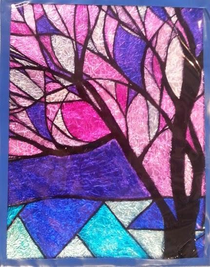 Image of stained glass tree, drawn with Sharpies