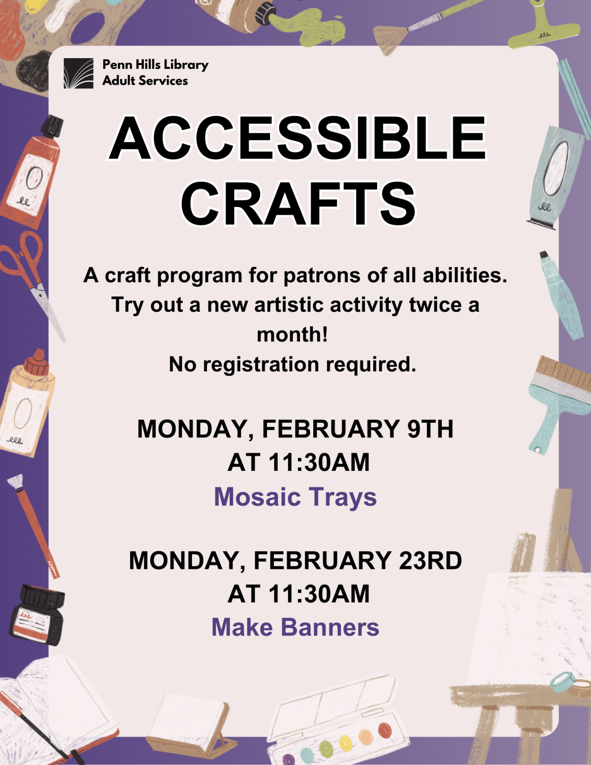 accessible crafts february flyer